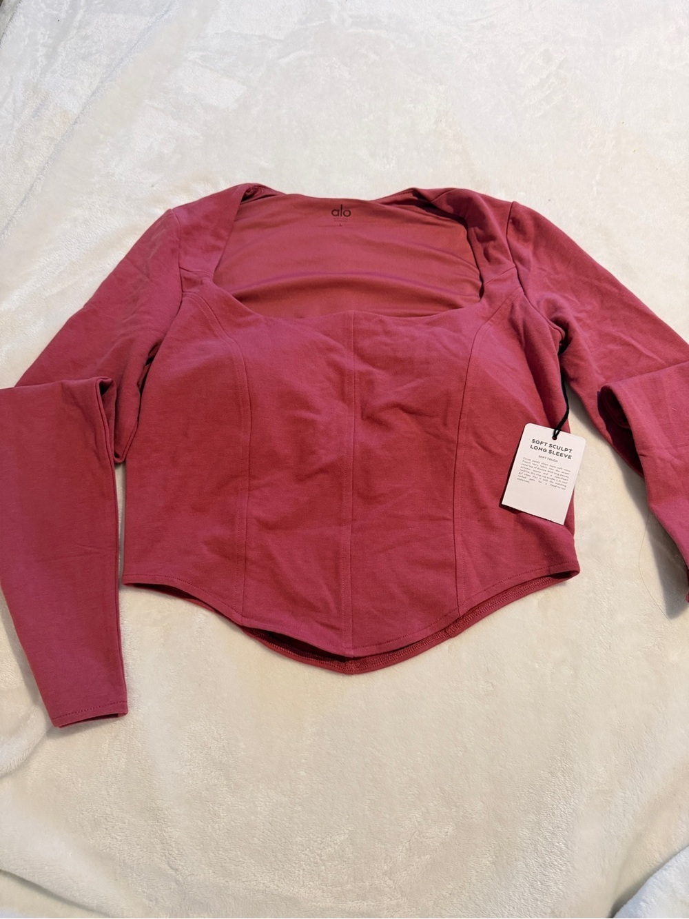 NWT ALO Yoga Soft Sculpt Long Sleeve Mars Clay Corset Top - Picture 6 of 8